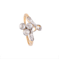 Antique English diamond ring with organic flowing design, c.1900s