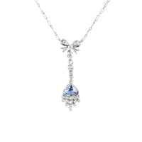 Belle Époque platinum necklace with sapphire and diamond bow design