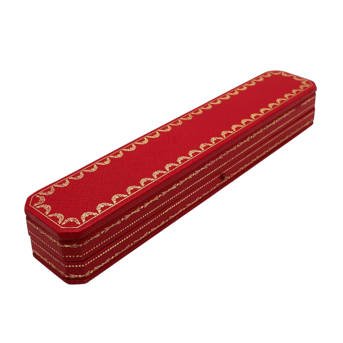 vintage Cartier red leather bracelet box with gold trim, available at  E L T O N S Mayfair