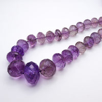 1970s faceted amethyst bead necklace with gold clasp, ELTONS