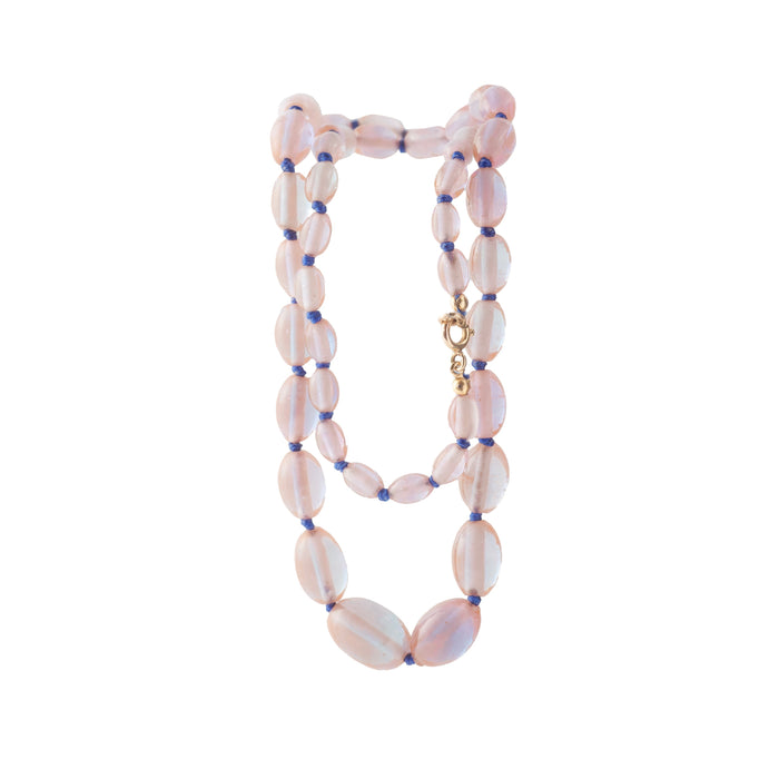 Detail of oval Saphiret beads showing colour change from mauve brown to blue, c.1890s necklace