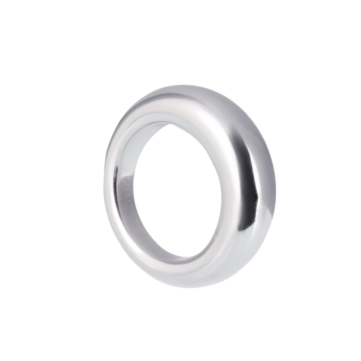 Chaumet Anneau ring in 18ct white gold, vintage 1990s French jewellery design with rounded dome profile, signed and hallmarked.