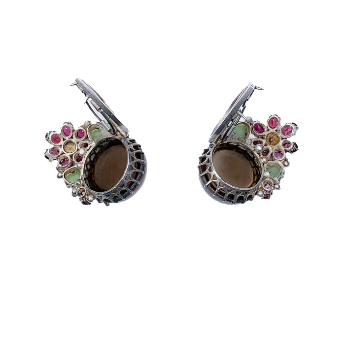 Back view of Dorrie Nossiter 1920s silver dress clips showing clasp and setting