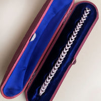 Antique French 18ct rose gold curb bracelet with rose cut diamonds, 1880s, displayed in a presentation box