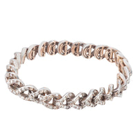 Antique French 18ct rose gold curb bracelet with rose cut diamonds, c.1880s, shown in full view with concealed clasp.