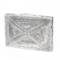 Back of the French silver pill box showing engraved detailing, c.1880