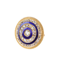 Georgian 18ct gold brooch pendant with concentric old cut diamonds and cobalt blue enamel, c.1825.