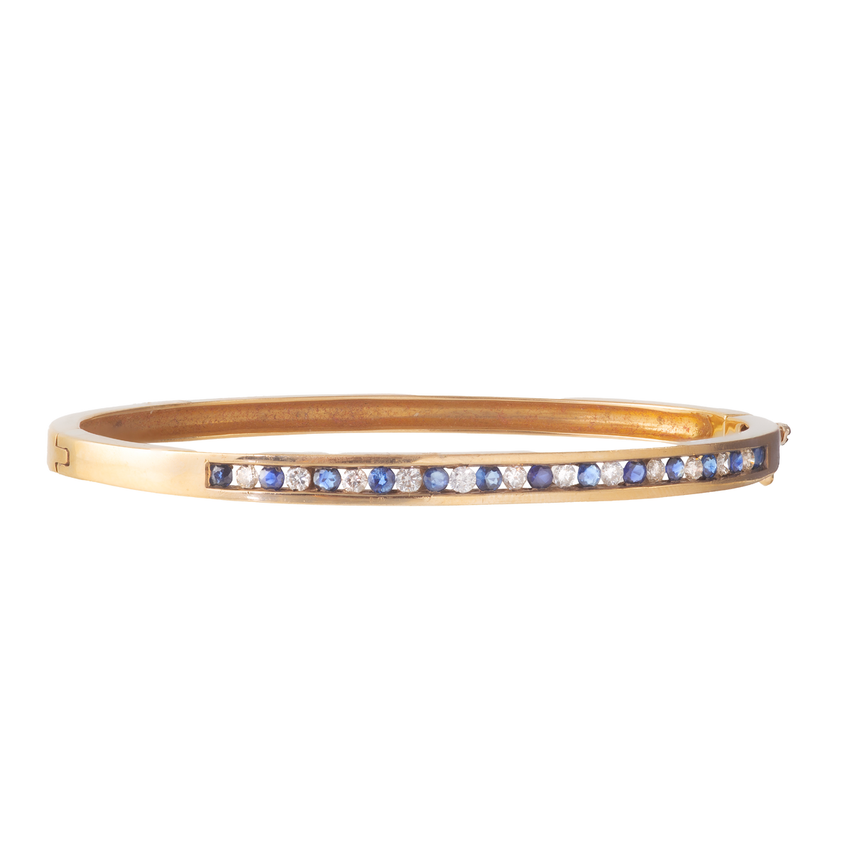Vintage Gold Sapphire & Diamond Bangle | English c.1970s