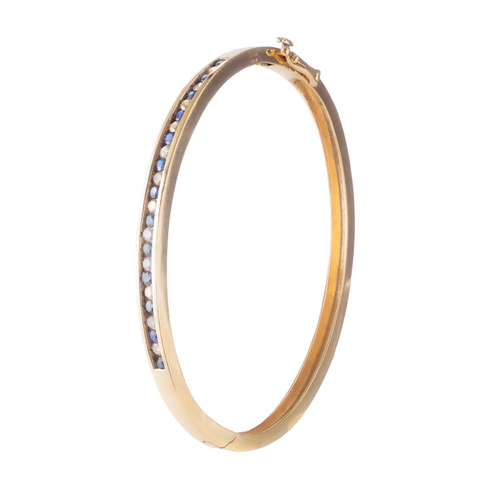 Vintage Gold Sapphire & Diamond Bangle | English c.1970s