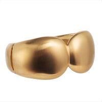 Vintage Italian 18ct gold cuff bracelet, 1960s, satin finish with softly domed design, front angled view