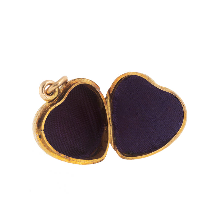 Gold Engraved Heart Locket Pendant