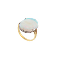 Gallery view of antique 1930s opal ring in 18ct yellow gold showing open setting