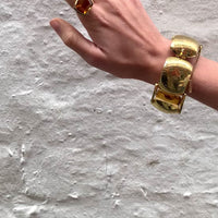 Gold-plated modernist bracelet with smooth articulated links by Albert Litzinger, 1970s German design