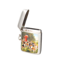 Antique silver enamel vesta case open to show interior compartment, English c.1904.