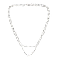 Antique Victorian silver ball necklace c.1880s, shown doubled up, 110cm continuous chain of polished silver beads.