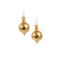 Front view of vintage 18ct gold boule drop earrings, French c.1960s