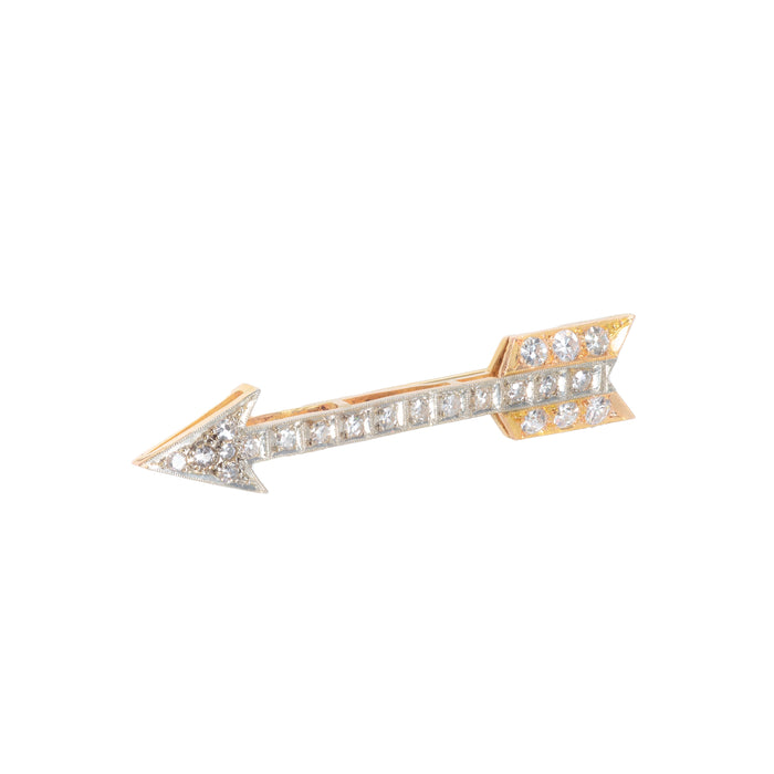 Vintage 1960s diamond arrow brooch in 18ct gold, set with approx. 1.6 carats of eight cut diamonds, elegant mid century jewellery design.