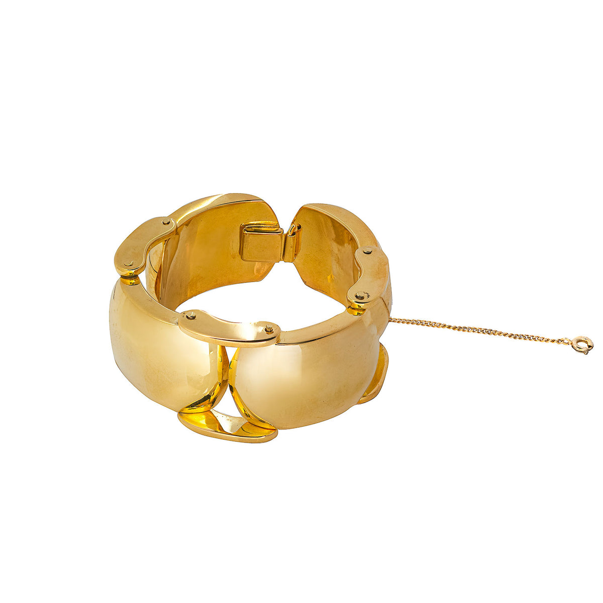 1970s German bracelet with bold, wide links, gold-plated and designed by Albert Litzinger
