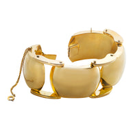 Sculptural vintage gold-plated bracelet with box and curved link design, c.1970s Germany