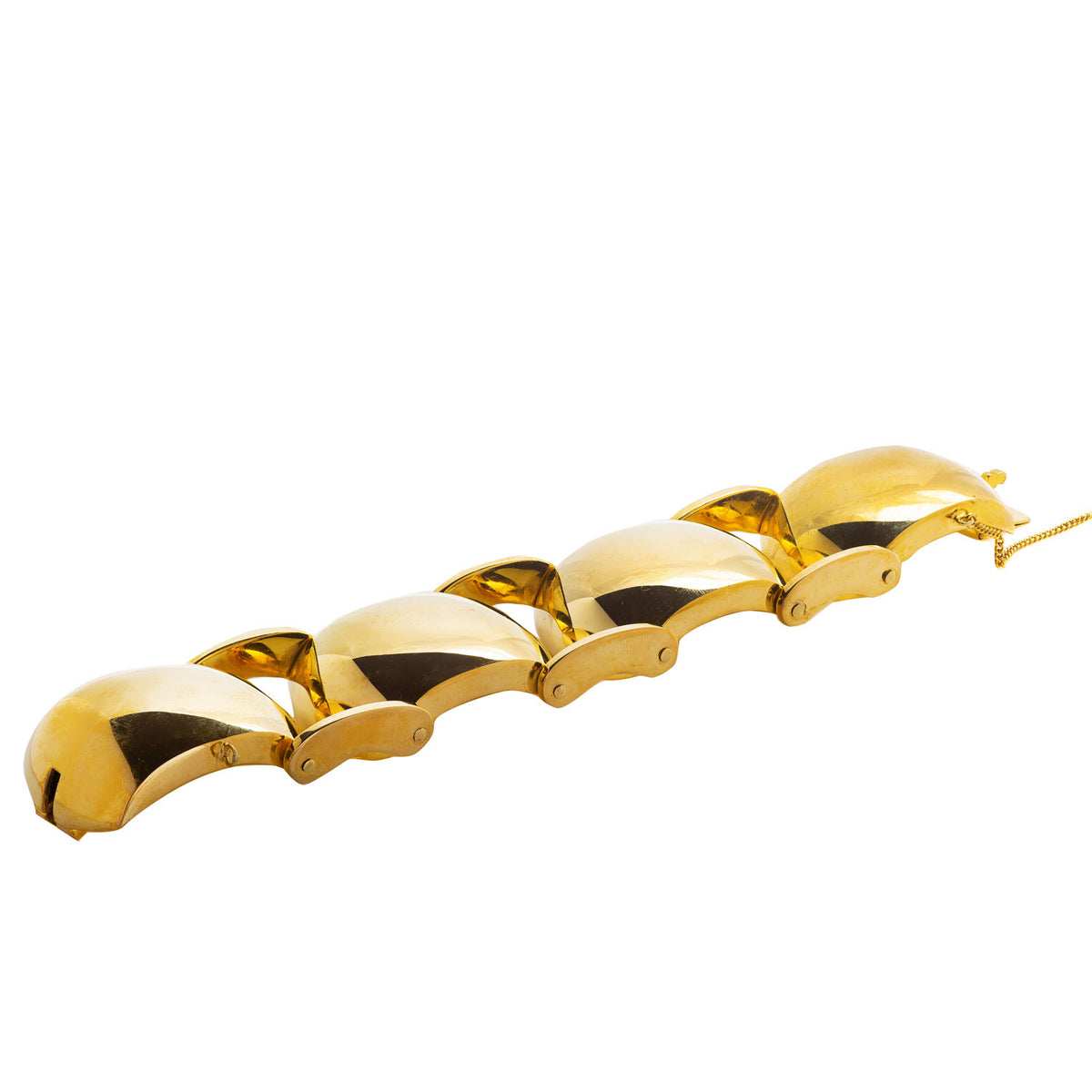 Chunky gold-plated bracelet by Albert Litzinger with sculptural curved links, German, 1970s
