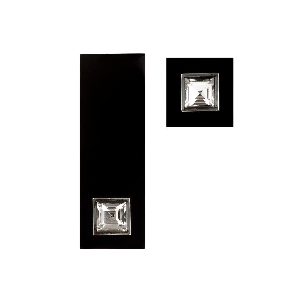 Vintage Art Deco black onyx belt buckle and matching button with clear paste stones, c.1930s British design.