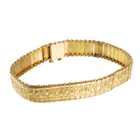 Antique French gold bracelet with floral engraved panels