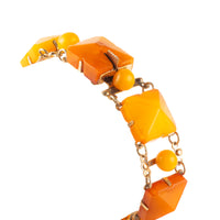 Handcrafted Soviet-era amber bracelet in warm tones, c.1960s Kaliningrad, with silver chain and original clasp — elegant mid-century design.