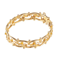 Antique 15ct gold bracelet with openwork leaf and bead design, British, c.1900
