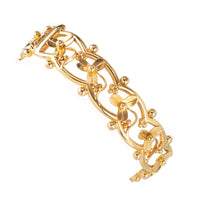 Antique 15ct gold bracelet with openwork leaf and bead design, British, c.1900
