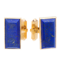 1940s vintage cufflinks with rectangular lapis lazuli set in 18ct yellow gold, shown front view