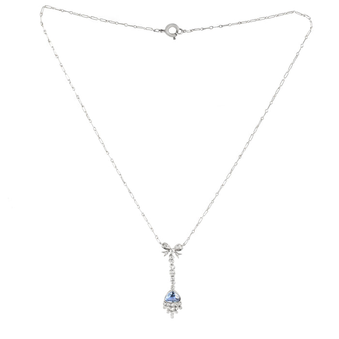 French c.1910 necklace with 1ct sapphire and old-cut diamonds