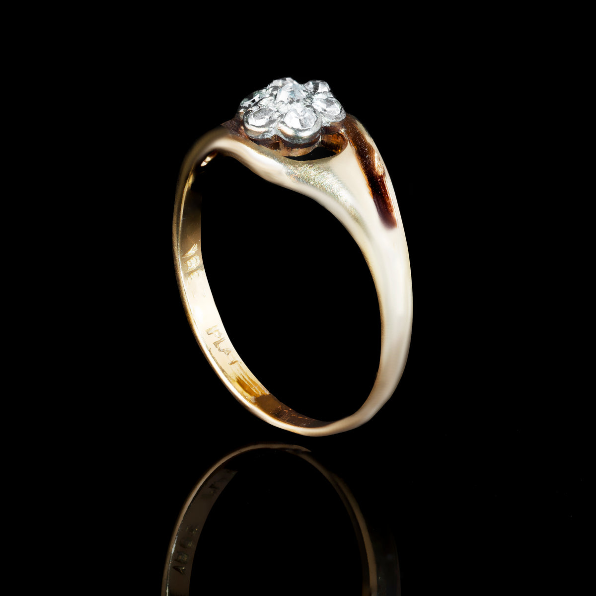 Delicate gold and diamond daisy ring, handmade c.1900