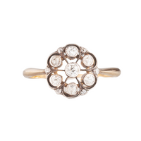 Victorian diamond cluster ring with radiating openwork design in 18ct gold