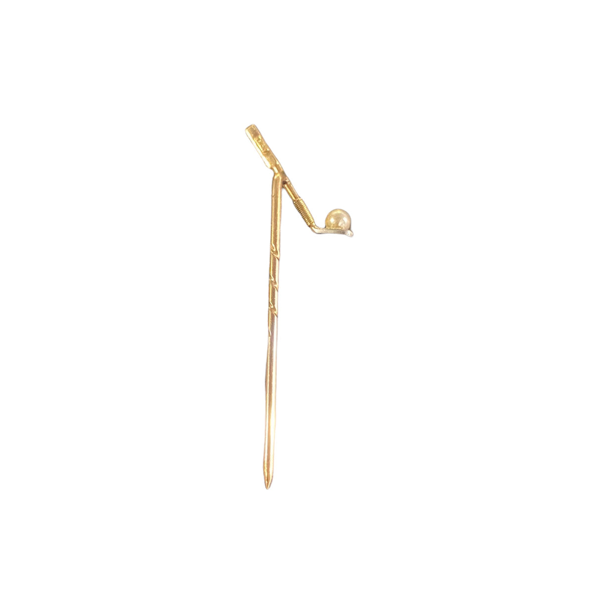A Gold Sapphire Pearl Golf Club Stick Pin