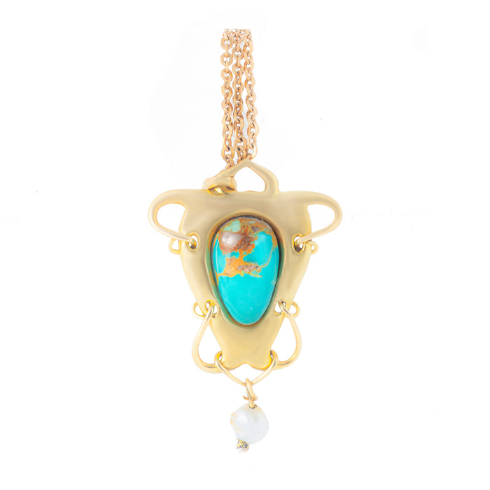 Archibald Knox turquoise and gold pendant for Liberty & Co., c.1900