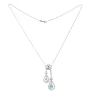 Platinum negligee necklace with aquamarine and rose-cut diamonds