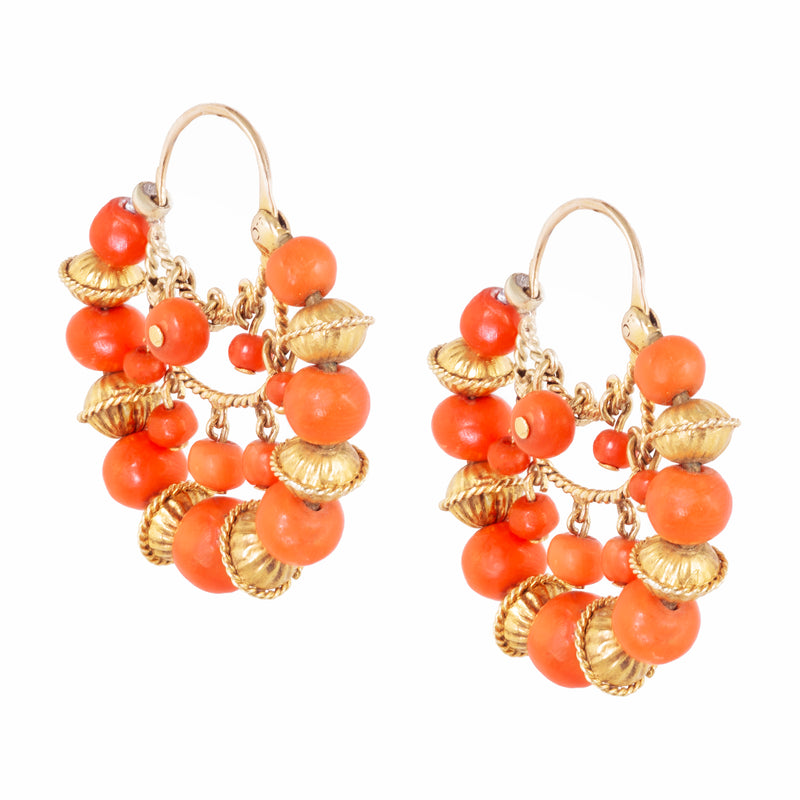 A Pair of Gold Coral Hoop Earrings