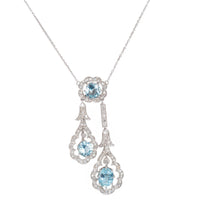 1950s English aquamarine and diamond negligee necklace