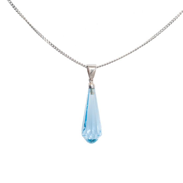 1950s British aquamarine pendant, 7.6ct drop in 18ct gold