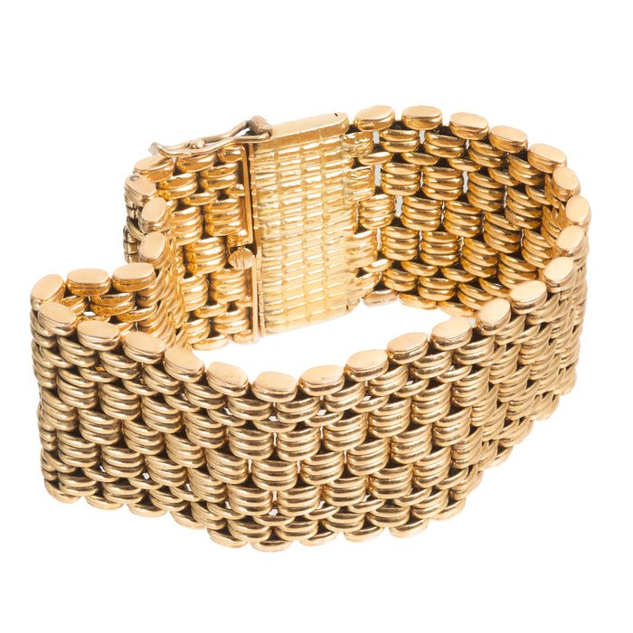 Vintage Italian 18ct Gold Wide Link Bracelet | c1960s