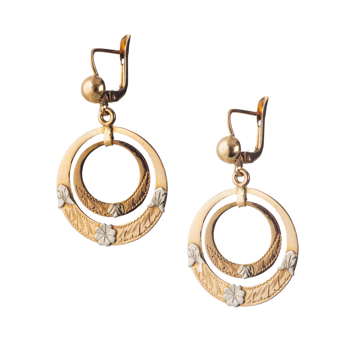 A Pair of Eighteen Carat Gold Double Hoop Earrings