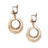 Italian Art Nouveau Gold Hoop Earrings with Floral Motif | 18ct Gold