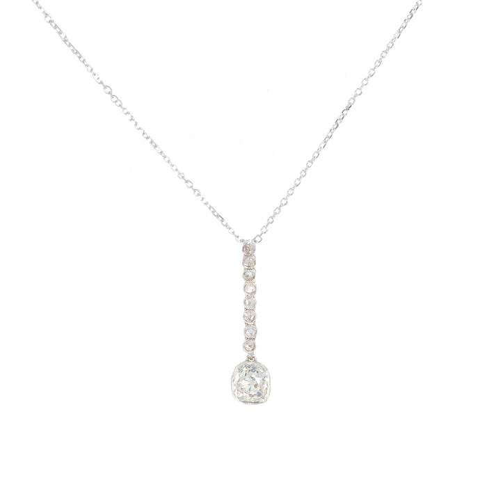 1960s English diamond pendant necklace, old cut stones