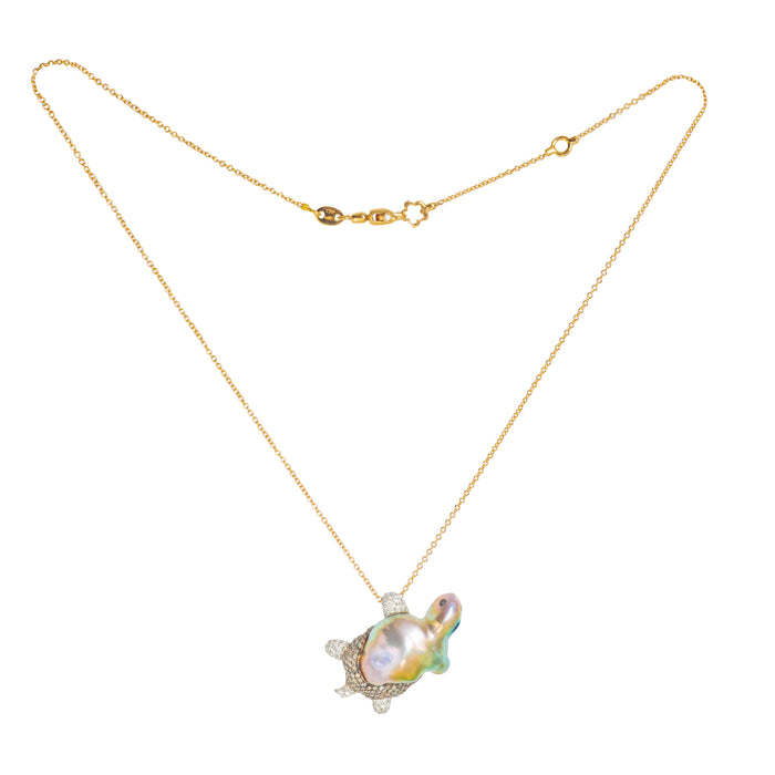 * 18ct gold turtle pendant with cognac and white diamonds, E L T O N S Mayfair