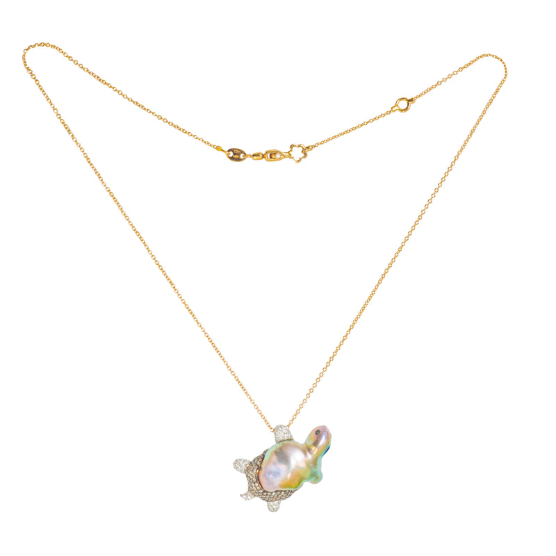 * 18ct gold turtle pendant with cognac and white diamonds, E L T O N S Mayfair