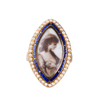 Georgian Navette Enamel, Pearl & Gold Mourning Ring