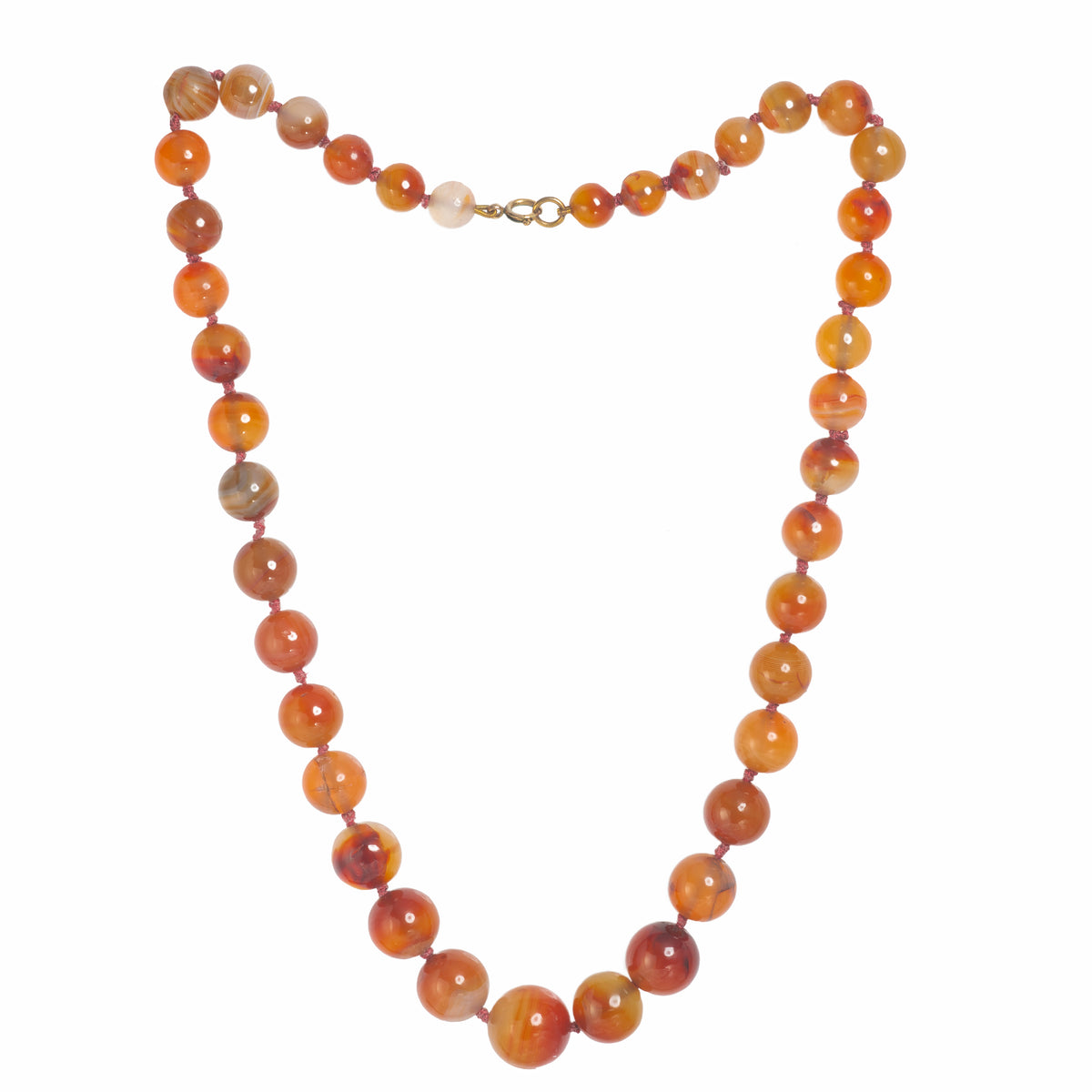 Vintage 1960s carnelian agate bead necklace