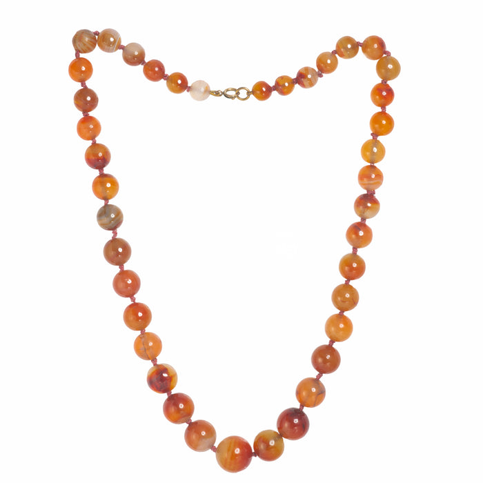 Vintage 1960s carnelian agate bead necklace