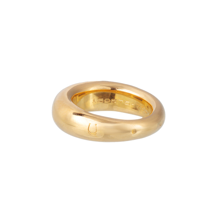 Side view of vintage Chaumet Anneau dome ring in 18ct yellow gold, French hallmarks

