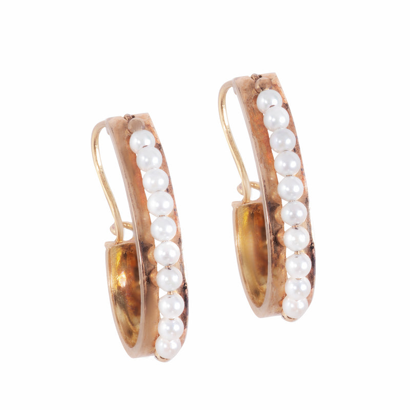 A Pair of Pearl Hoop Gold Earrings